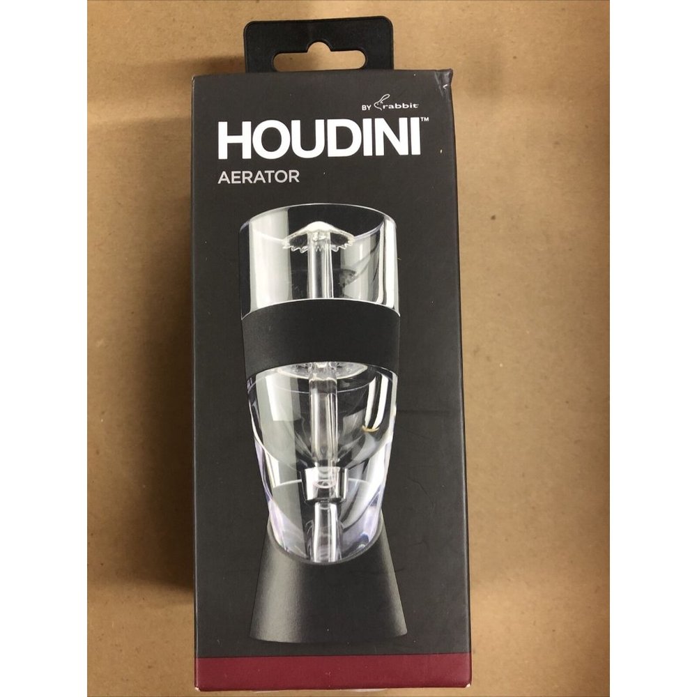 Houdini Red Wine Aerator with Base, 6 inches, Black/Silver